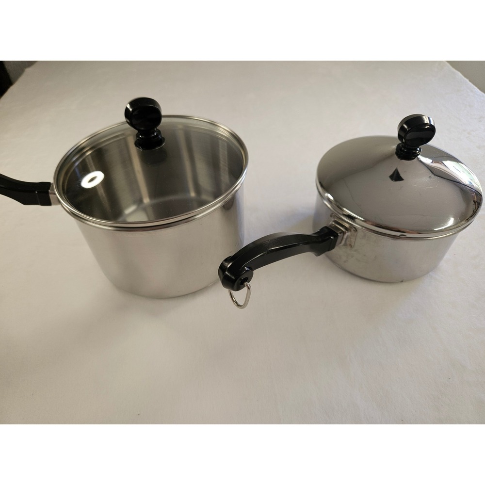 Farberware Stainless Steel Saucepan Set 1QT and 2QT Pots with‎ Lids 2 Piece